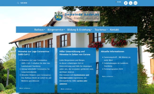 Homepage Gemeinde Andechs