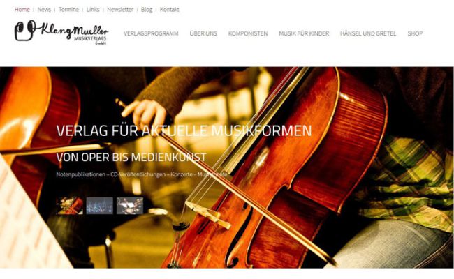 Homepage und Webshop Klangmüller Musikverlag
